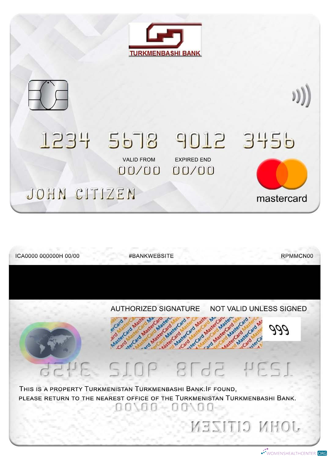 Download Turkmenistan Turkmenbashi Bank mastercard Photoshop template